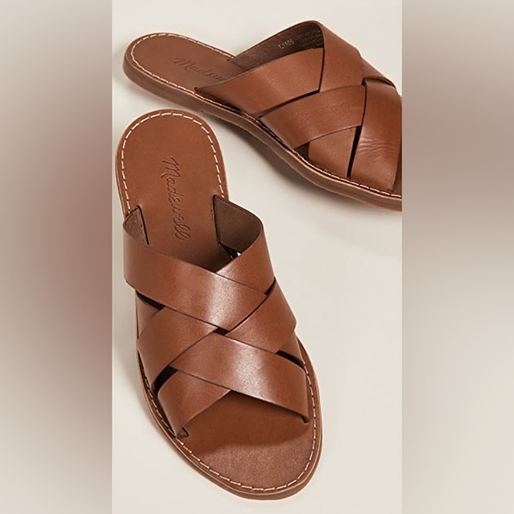 Madewell Boardwalk Woven Slide Sandal in English Saddle - Picture 4 of 10